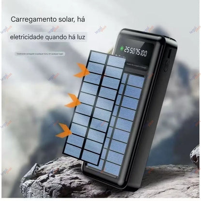 Carregador Portátil Solar 20000mAh 4 Cabos