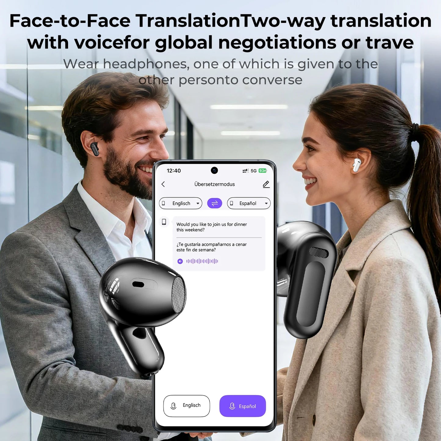 Fone Inteligente com Tradução IA