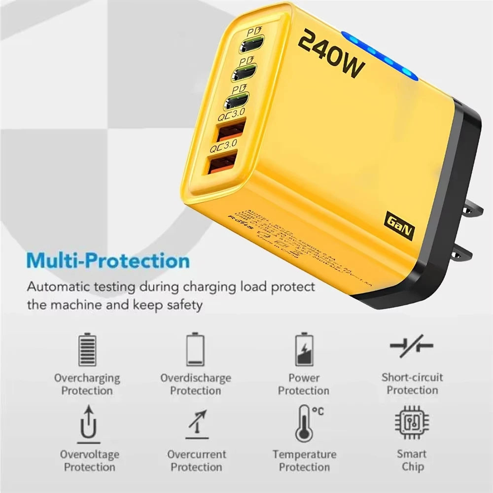 Carregador GaN 240W 5 em 1